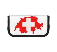 gopoo Bonito estuche de lona para lápices, diseño de mapa de la bandera suiza, almacenamiento organizado para viajes y uso diario, estuche de maquillaje