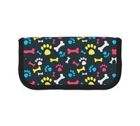 gopoo Estuche de lona para lápices con diseño de huellas de perro y gato, diseño de arco iris, almacenamiento organizado para viajes y uso diario, estuche de maquillaje