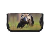 gopoo Estuche de lona para lápices, diseño de tejón de miel en blanco y negro, almacenamiento organizado para viajes y uso diario, estuche de maquillaje