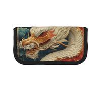 gopoo Estuche de lona para lápices The White Dragon and The Moon - Almacenamiento organizado para viajes y uso diario, estuche de maquillaje