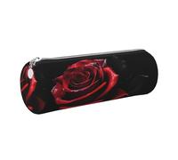 gopoo Red and Roses - Estuche de cuero delgado y estético, organizador de artículos de papelería con anillo de metal portátil, Silver, Talla única, Tarjetero