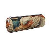 gopoo The White Dragon and The Moon - Estuche de cuero delgado y estético, organizador de papelería con anillo de metal portátil, Silver, Talla única, Tarjetero