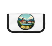 gopoo Zurich Switzerland - Estuche de lona para lápices, almacenamiento organizado para viajes y uso diario, estuche de maquillaje, Black, Talla única, Tarjetero