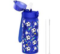 GOPPUS 550ml/18oz Botella Agua Aislada para Niños con Pajita Acero Inoxidable Doble pared Frasco Pequeño con Aislamiento al Vacío Acero a Prueba Fugas Frasco Bebida Doble pared Pequeños Termo sin BPA