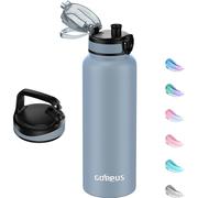 GOPPUS Botella de agua de acero inoxidable de 1200 ml, termo de vacío de metal de 1,2 litros, para viajes, botella de café a prueba de fugas, botella grande para exteriores, botellas deportivas de