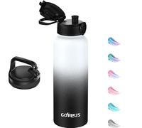 GOPPUS Botella de agua de acero inoxidable de 1200 ml, termo de vacío de metal de 1,2 litros, para viajes, botella de café a prueba de fugas, botella grande para exteriores, botellas deportivas de