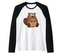 Gordo Gordito Castor Kawaii Divertido Camiseta Manga Raglan