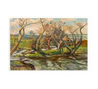 Gordon Clifford Barlow (1913-2005) - Óleo, Vellan Drucksia Old Mill in Springtime Original Vintage Obra de arte antiguo Póster Impresión Pintura decorativa Lienzo Arte de pared Póster de sala de estar