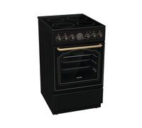 Gorenje Classico GECS 5B70CLB - Estufa eléctrica con vitrocerámica, diseño retro, 50 cm, 70 litros, cierre suave, calentamiento rápido, AirFry, ExtraSteam, modo de pizza, AquaClean, color negro