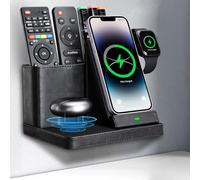 GORESE Estación de carga inductiva, cargador inalámbrico 3 en 1 con organizador de escritorio, soporte de pared de 30 W, cargador inalámbrico compatible con iPhone 15/14/13/12/11/Pro/Max/XS iWatch