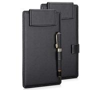 GORESE Portapapeles A6 Tablero de cuero A6 Portapapeles Portapapeles Cuaderno Menú con clip magnético y lápiz Clip para restaurante Bar Cafetería Menú de día Escaparate Recepción(Pack de 2)