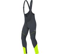 GOREWEAR Culote con tirantes+ C3 WINDSTOPPER Hombre, Black / Neon Yellow, M