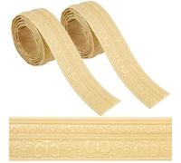 GORGECFAFT 2 Rollo de 2.3 mx8cm Borde de Pared de Espejo Flexible Tipo Mocasín Borde de Borde de Pared Moldura de Corona Moldura de Zócalo Borde de Papel Tapiz de Espuma Autoadhesiva 3D
