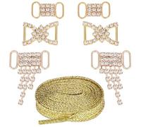 GORGECFAFT 6 Pieza Cordones Clips Decoraciones Charms 1 Pares Bling Shoe Lace Aleación Dorada Zapatos Accesorios DIY Clips Decorativos Para Zapatos Metal Elegante Hebilla