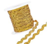 GORGECRAFT 1 rollo 27yd/25m Glitter Gold RIC Rac Trim Ribbon Wave Costura Doblar Fringe Trim 5mm/0.2 pulgadas para Coser Flores Fabricación Boda Fiesta Cinta de Encaje Artesanía