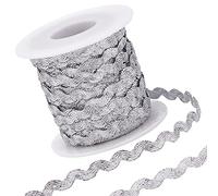 GORGECRAFT 1 rollo 27yd/25m Glitter Silver RIC Rac Trim Ribbon Wave Costura Doblar Fringe Trim 5mm/0.2 pulgadas para Coser Flores Fabricación Boda Fiesta Cinta de Encaje Artesanía
