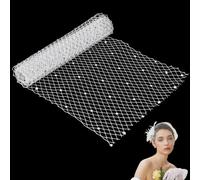 GORGECRAFT 1 Yarda Tela de Red de Malla de Diamantes de Imitación de 21cm de Ancho Velo de Novia con Forma de Jaula de Pájaros Diadema de Rombo Francés Tocado de Novia para Boda Fiesta de Té Blanco