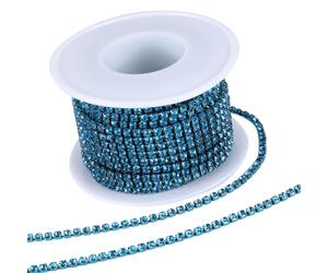 GORGECRAFT 10 Yarda*2.5mm Cadena de Diamantes de Imitación con Cristales Brillantes Y Cierre de Cadena para Manualidades, Costura, Joyería, Abalorios, Accesorios para Decoración de Bodas, Zafiro Luz