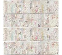 GORGECRAFT 100 Hojas 50 Estilos Flores Papel Scrapbook 14x10cm Tema Floral Vintage Papel Decorativo Craft Cartulina Pad para DIY Origami Fabricación de Tarjetas Scrapbooking Marco de Fotos Álbum