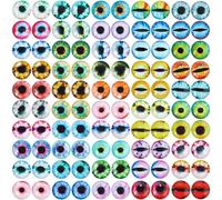 GORGECRAFT 100 Piezas 12mm Cristal Redondo de Ojo de Dragón Cubierta de Gemas Cabujón Gato Serpiente Ojos Malvados Estilos Mixtos Cúpula Plana Camafeo Esculturas Accesorios para Marionetas Muñecas