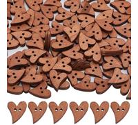 GORGECRAFT 100 Unids Botones de Madera Vintage Forma de Corazón 2 Agujeros Botón de Coser Pequeño Mini Hornear Pintado Rústico Corazón de Amor Botones de Madera Ropa Muñecas Sillín Marrón 1.9x1.7 cm