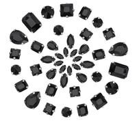 GORGECRAFT 100pz 10 Estilos de Diamantes de Imitación para Coser En Forma de Lágrima de Cristal Cuadrado Redondo para Coser En Garra de Cristal con Parte Trasera Plana Piedra Elegante Color Negro