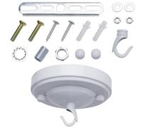 GORGECRAFT 104x26mm Kit de Dosel de Luz Dosel de Lámpara de Araña Vintage Blanco Kit de Dosel de Techo de Hierro Plano Y Redondo con Tornillos Ganchos para Colgar Y Accesorios Carga Máxima 22 Libra.