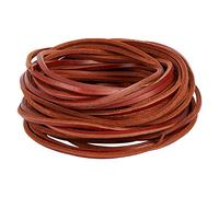 GORGECRAFT 10m 3 mm Cordón Plano de Cuero Genuino 2 mm de Espesor Tiras de Encaje de Cuero Natural para Manualidades Rollo de Cordón Trenzado de Piel de Vaca de Grano Completo (Marrón Sillín)