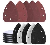 GORGECRAFT 10pz Almohadilla de Interfaz de Lijado de Detalles de Óxido de Aluminio Marrón Y Negro Almohadillas de Respaldo de Papel de Lija para Lijadora de Ratón Triangular con 5 Orificios Una