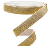 GORGECRAFT 11M Bandas Elásticas con Purpurina Dorada 2.5cm de Ancho Banda de Coser Elástica Metálica Cinta de Punto Tejida Diadema para Manualidades Pretina Pantalones Cincha de Cintura Ropa Accesorio