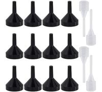 GORGECRAFT 12 Embudo de Aluminio Negro 34x25mm Mini Embudos de Metal para Aceites Esenciales con 4 goteros Pequeños Transparentes para Llenar Botellas O Contenedores Pequeños Atomizadores de Perfume
