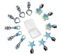 GORGECRAFT 12 Pieza 4 Estilos #5 Cremallera Arcoíris Estrella Flor Corazón Forma de Lágrima Cremallera Deslizadores Cabeza de Repuesto Cremallera de Metal Reparación para Abrigos Chaquetas Monedero