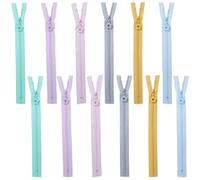 GORGECRAFT 12 Unidad de Cremallera Metálica de Nailon Multicolor En 6 Colores Nº 3 Invisible de Extremo Cerrado No Se Abre con Tiradores de Flor Costura Ideal Sastrería Bolsos Prendas de Vestir