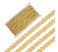 GORGECRAFT 12m Metálico Trenzado Encaje Ribete 15mm Ancho Oro Gimp Tejido Ciempiés Decorado Borde Cinta Tapicería Tela Flecos Adornos Adornos para Disfraz DIY Artesanía Costura Decoración
