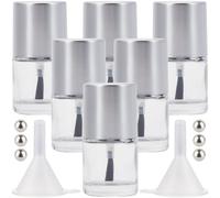 GORGECRAFT 14 Botella de Vidrio Vacía de 10ml para Esmalte de Uñas con Pincel Recipiente Transparente Plateado para Esmalte de Uñas con Embudo Y Bolitas Mezcladoras Kit de Subpaquete de Viaje