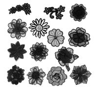 GORGECRAFT 14 Estilos Organza Flor Encaje Apliques 3D Floral Bordado Coser Parches Tela de Encaje para Boda Vestido de Novia Costura Artesanía DIY Reparación de Ropa Adornos para el Cabello Negro