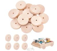 GORGECRAFT 14 ruedas de madera para manualidades de 4,5 cm de diámetro, de madera natural sin acabar, planas, redondas, organizadoras de almacenamiento, discos elevadores de pies, rueda de losa con