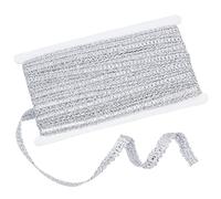 GORGECRAFT 15Yds Silver Scroll Gimp Trenza Trim Lace Trim Ribbon Metallic Edge Trim Tela de Poliéster Costura Cinta Tejida Adornos Decorativos para Cortina Slipcover DIY Crafts Fabricación de Joyas