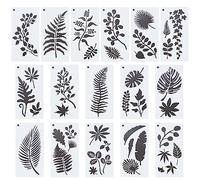 GORGECRAFT 16 Estilo Plantillas de Hojas Tropicales Reutilizables Helecho Hojas de Eucalipto Monstera Palma Tortuga Hoja de Plátano Plantilla Árbol de Coco Plantilla Botánica de Verano para Pintar