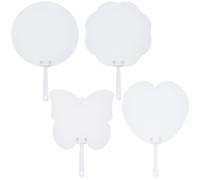 GORGECRAFT 16 Juego de Abanicos de Papel En Blanco de 4 Estilos Incluye Asa de Abanico Palitos para Manualidades Cartulina Blanca En Blanco Mariposa Flor Abanicos Redondos En Forma de Corazón