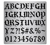 GORGECRAFT 16cm Plantilla de Letras Góticas de Metal Acero Inoxidable Fuente Inglesa Antigua Alfabeto Antiguo Plantilla de Números Runas Puntuación Plantillas para Pintar Madera 24mm de altura