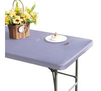 GORGECRAFT 182x75cm Mantel Rectangular Mesa de Picnic Impermeable Elástico Ajustable de Poliéster Color Azul Pizarra Se Adapta A Mesas Plegables Manteles Lavables Fáciles de Limpiar Exteriores