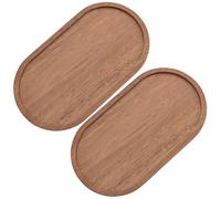 GORGECRAFT 2 Bandeja de Madera Ovalada Platos de Madera para Servir Plato Rústico Decorativo Otomano Bandejas de Baño para Sala de Estar Desayuno En la Cama Alimentos Frutas Café Color Camel