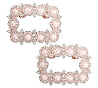 GORGECRAFT 2 Clip de Zapatos de Boda con Diamantes de Imitación Clip de Hebilla de Zapato Desmontable 55 x 42 mm Elegante Decoración de Zapatos de Cristal con Perlas Bolsos de Mano Oro Rosa