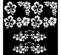 GORGECRAFT 2 Estilos 4 Hojas de Pegatinas de Flores de Hibisco para Coche, Pegatinas Y Calcomanías Hawaianas, Pegatinas Reflectantes, Vinilo Impermeable, Decoración Exterior Automotriz