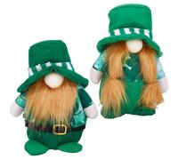 GORGECRAFT 2 Estilos Gnomos del Día de San Patricio Decoraciones de Muñecas de Felpa Sombreros Verdes Irlandeses Leprechaun Trébol de la Suerte Tréboles Figura Enana Sr. Y Sra. Pareja de Ancianos