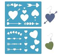 GORGECRAFT 2 Estilos Plantilla con Forma de Joyería de Corazón Plantilla de Flecha de Arco de Cupido Plantillas de Pendientes de Punto de 9x13 cm Plantillas de Diseño de Joyería de Amor Reutilizables