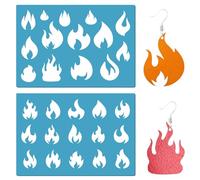 GORGECRAFT 2 Estilos Plantilla de Llama Aerógrafo de Fuego Llamas Plantillas Reutilizables de Cuero Acrílico Plantilla de Joyería para Pintar En Pared Tela Vidrio Decoración del Hogar Pendientes