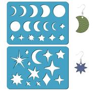 GORGECRAFT 2 Estilos Plantilla para Hacer Aretes de Estrella Plantillas de Forma de Joyería de Fase Lunar Plantillas de Diamantes Plantilla de Corte de Acrílico Redonda para Pulseras de Cuero