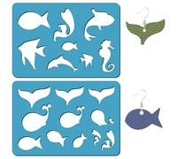 GORGECRAFT 2 Estilos Plantilla para Hacer Aretes Plantilla de Animales Marinos Criaturas del Océano Plantillas de Forma de Joyería Plantillas Plantillas de Corte de Cola de Ballena Caballito de Mar